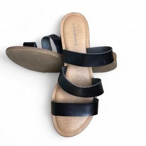 Lane Bryant Women’s Black Triple-Strap Slide Sandals Size 9